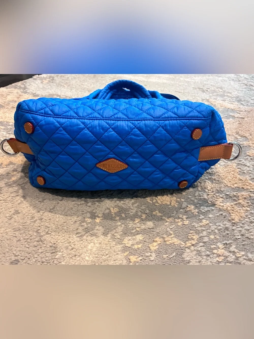 Like NEW MZ Wallace Medium Sutton Quilted Nylon Satchel-Surf Blue